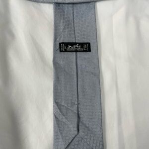 Hermes 100% Silk Men's Tie Gray Faconnee “H” Pattern
